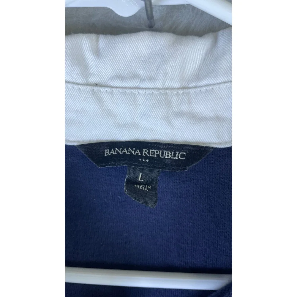 Banana Republic Rugby Polo Shirt Mens L Blue Excellent Short Sleeve Logo 14047